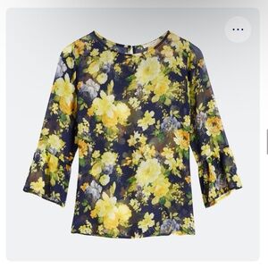 Le Lis Kelden Ruffle Sleeve Floral Sheer Blouse Stitch Fix Small